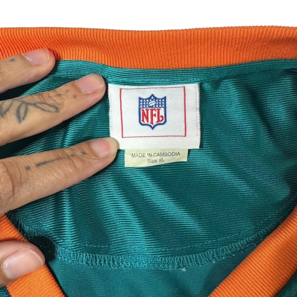 Miami Dolphins‎ NFL Football Jersey Men's XL Teal Orange V-Neck Mesh